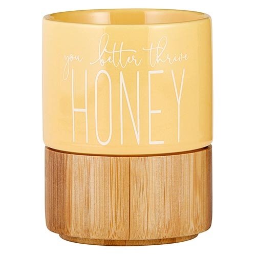 You Better Thrive Honey Ceramic Mug with Bamboo Base
