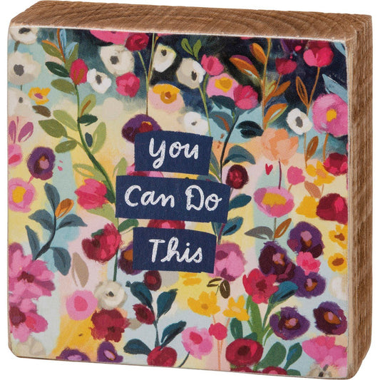 You Can Do This Mini Floral Wooden Block Sign | 3" Square