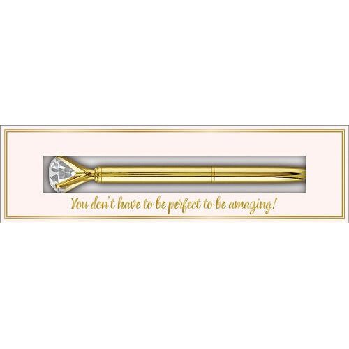 You Don't Have To Be Perfect To Be Amazing Gem Pen in Gift Box | Jewel-Topped Gift Pen in Gold
