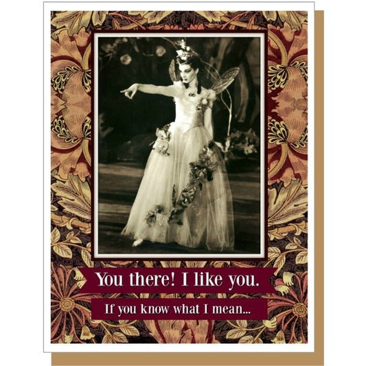 You There! I Like You If You Know What I Mean Retro Greeting Card