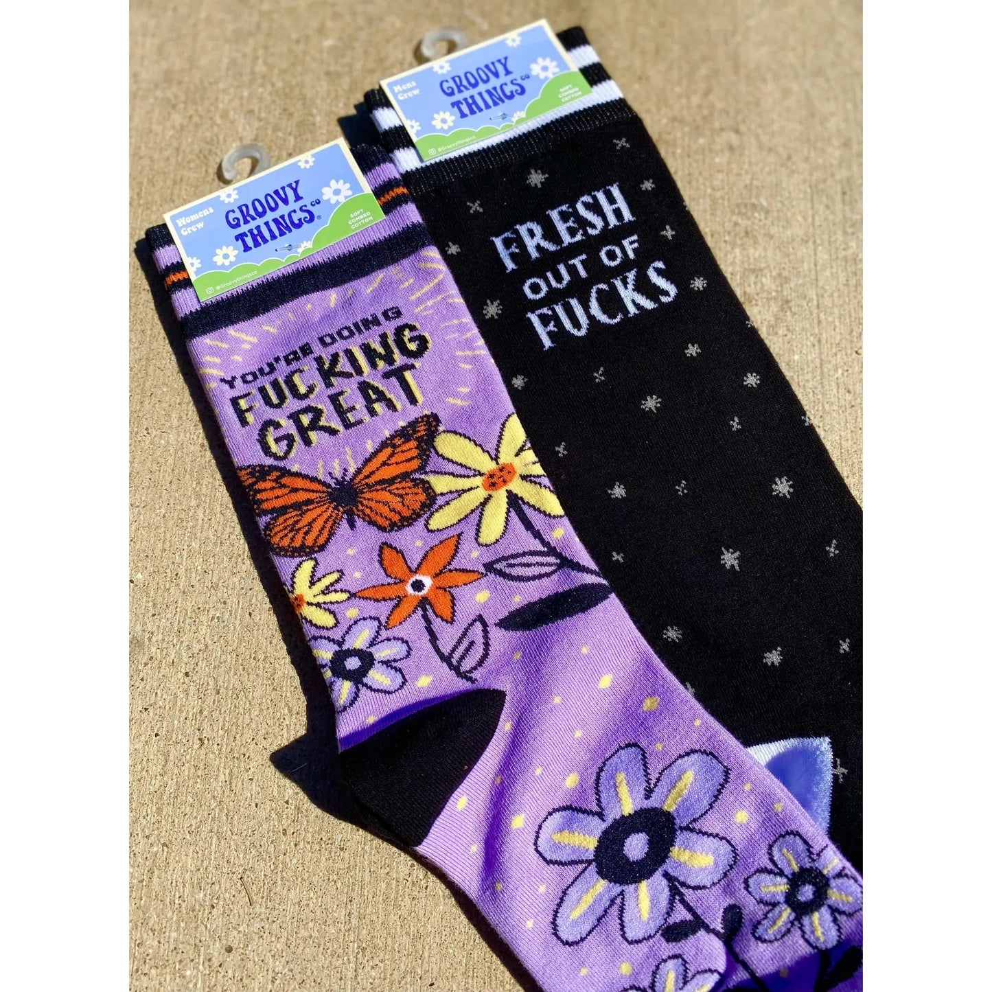 You're Doing Fucking Great Women's Socks in Purple Butterly
