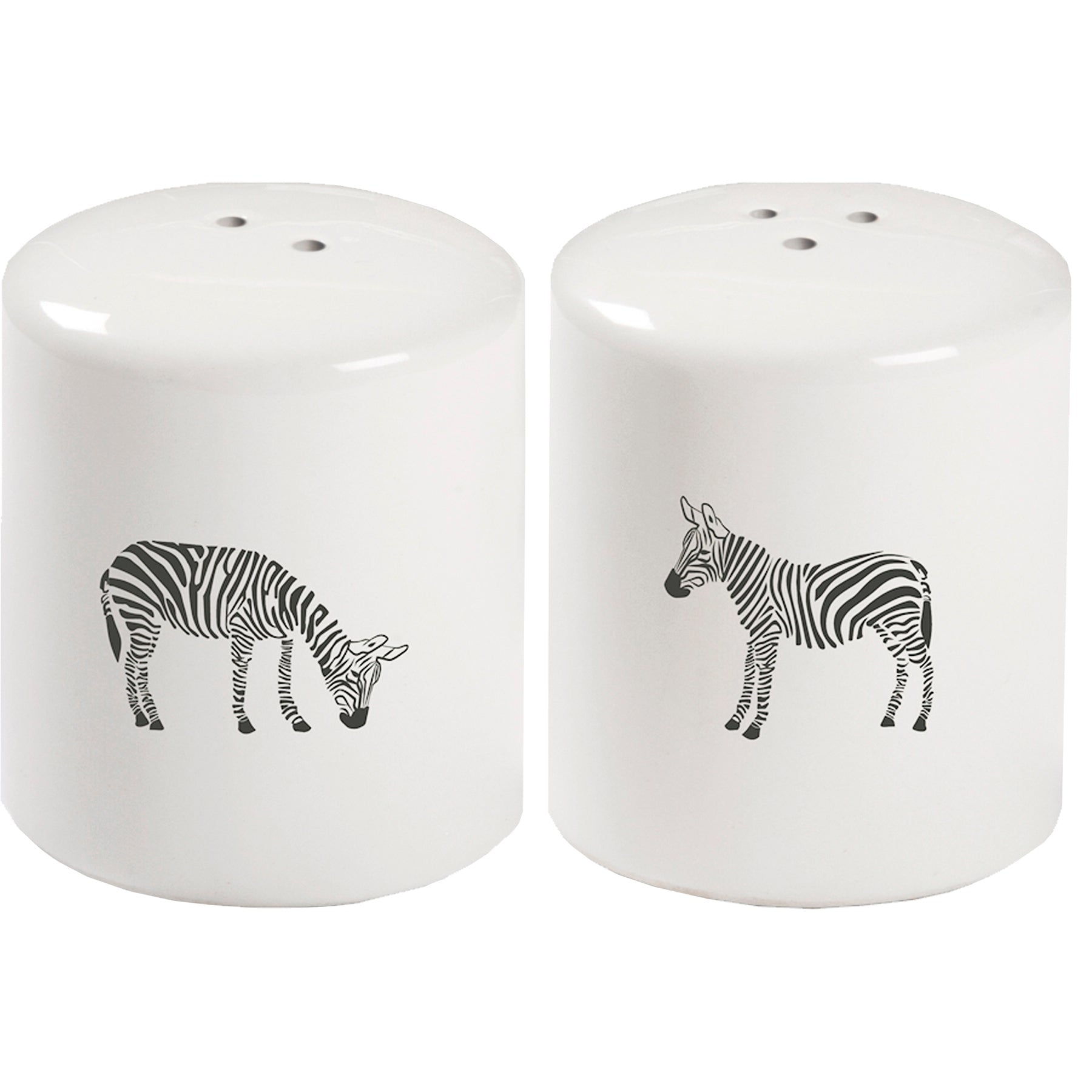 Zebra Salt And Pepper Shakers Set in White | Farmhouse Stoneware