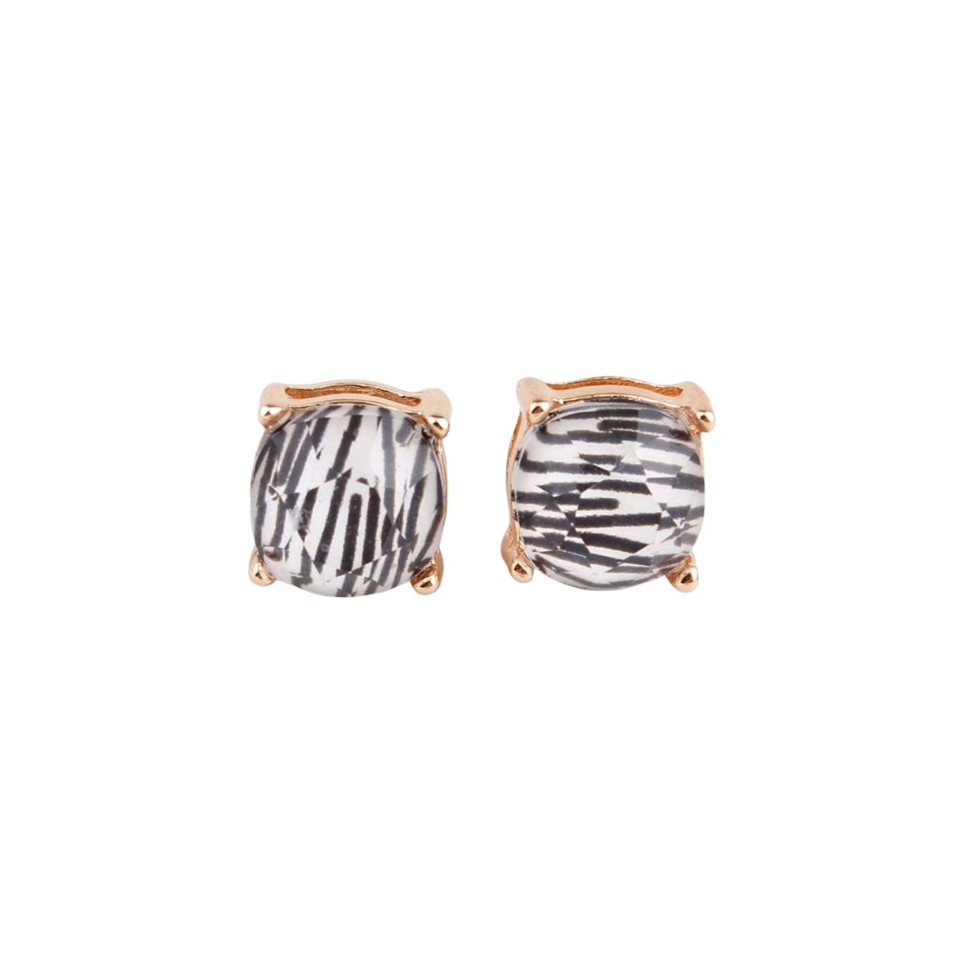 Zebra Stripes Square Stud Earrings