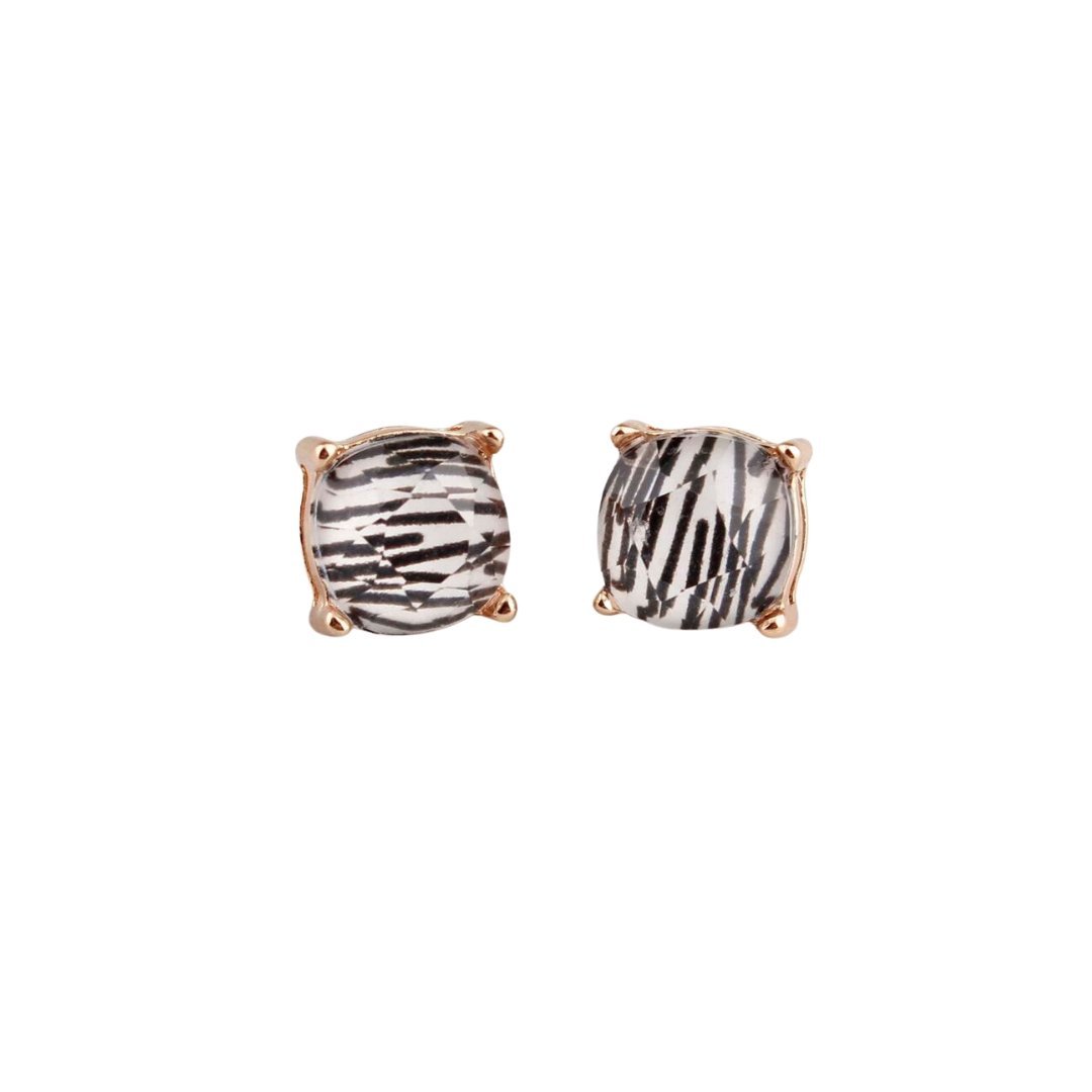 Zebra Stripes Square Stud Earrings