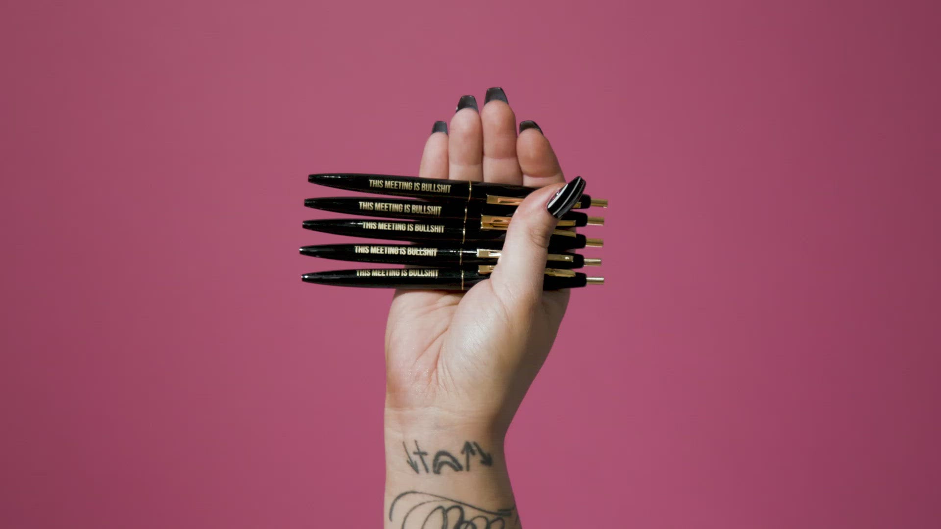 This Meeting is Bullshit Refillable Clic Pen in Black and Gold