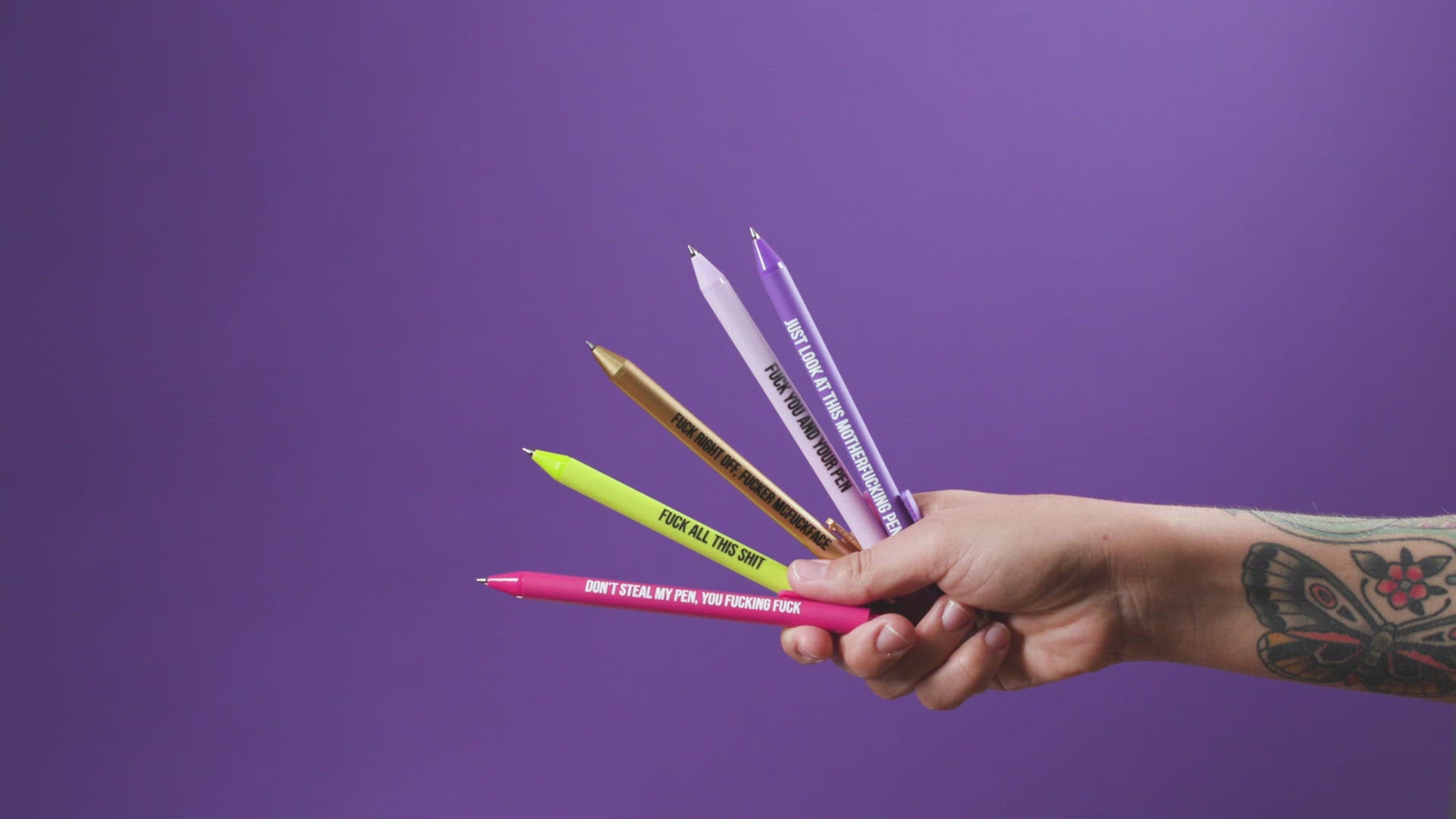5 Multicolor Gel Pens Rife with Profanity