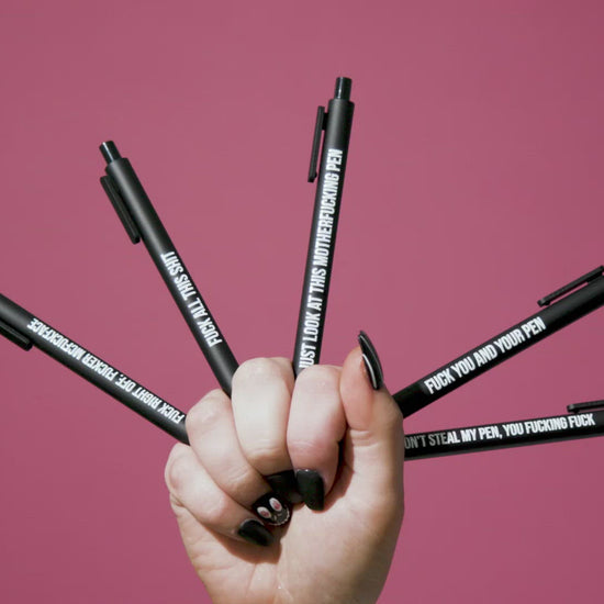 Sweary Fuck Pens Cussing Pen Gift Set - 5 Black Gel Pens Rife with