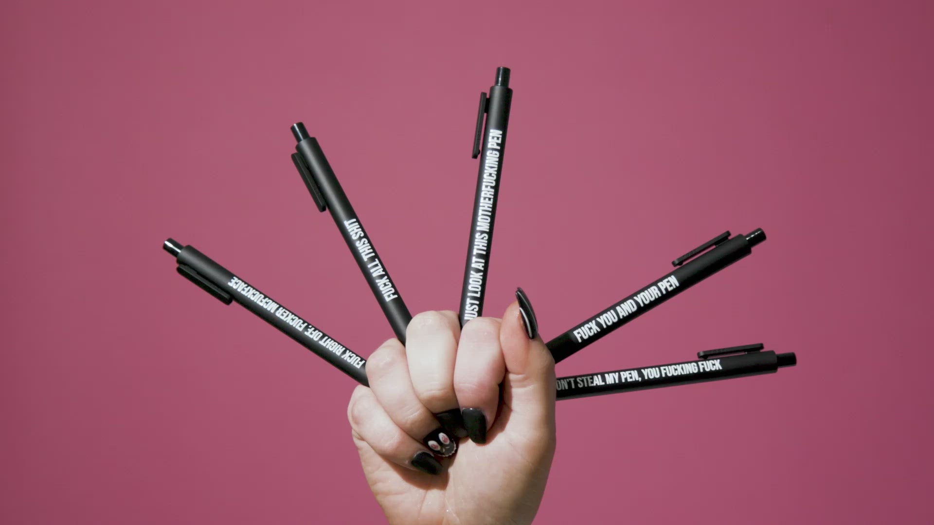 Sweary Fuck Pens Cussing Pen Gift Set - 5 Black Gel Pens Rife with Profanity by The Bullish Store